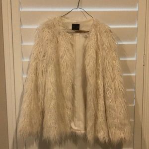 The Limited  winter white fringe coat